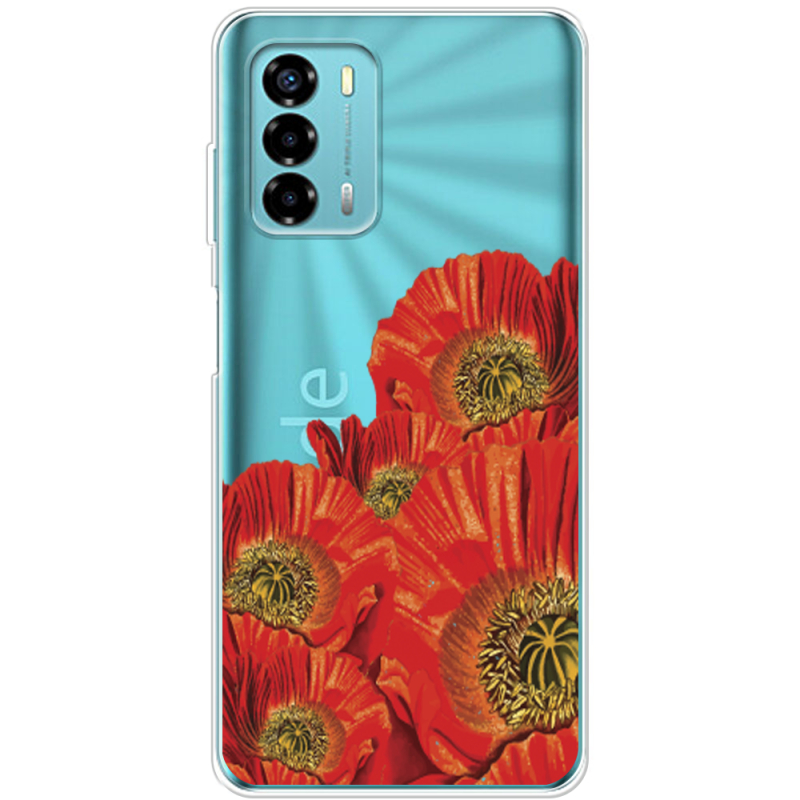 Прозрачный чехол BoxFace ZTE Blade V40 Vita Red Poppies