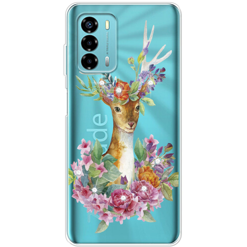 Чехол со стразами ZTE Blade V40 Vita Deer with flowers