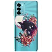 Чехол со стразами ZTE Blade V40 Vita Cat in Flowers