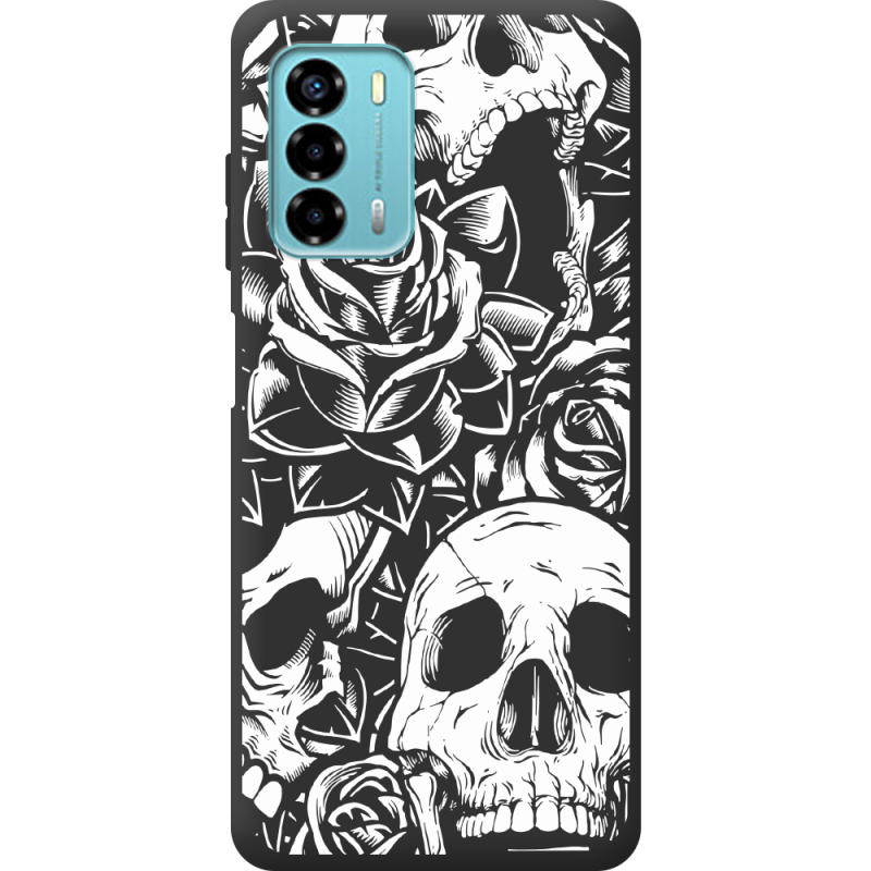 Черный чехол BoxFace ZTE Blade V40 Vita Skull and Roses