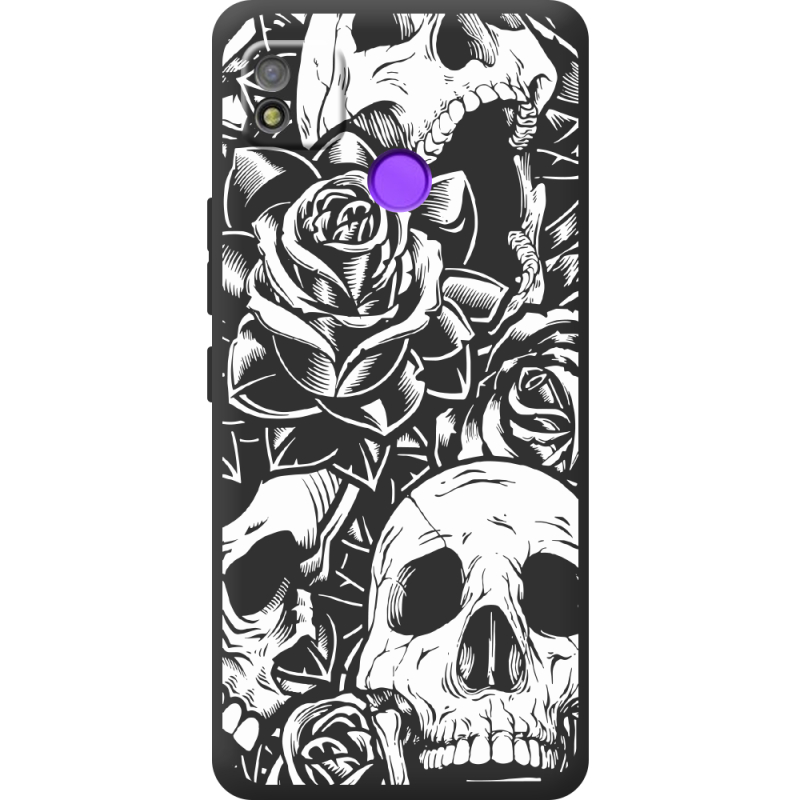 Черный чехол BoxFace Tecno POP 4 Skull and Roses