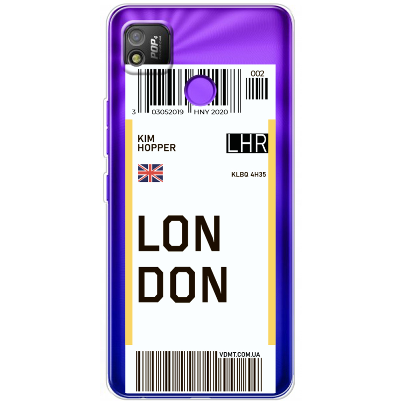 Прозрачный чехол BoxFace Tecno POP 4 Ticket London