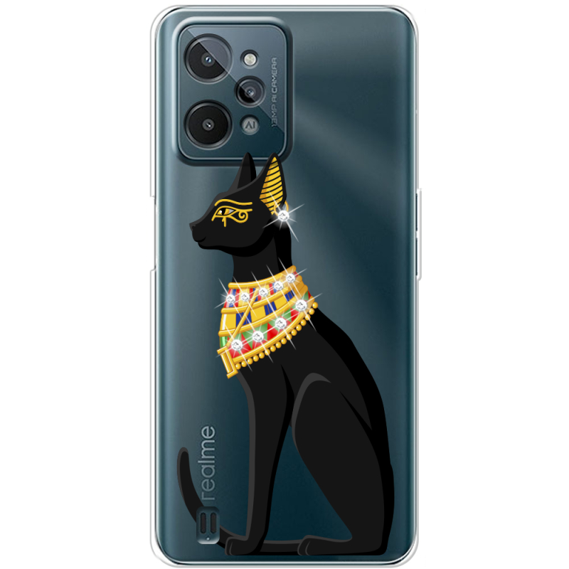 Чехол со стразами Realme C31 Egipet Cat