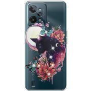 Чехол со стразами Realme C31 Cat in Flowers