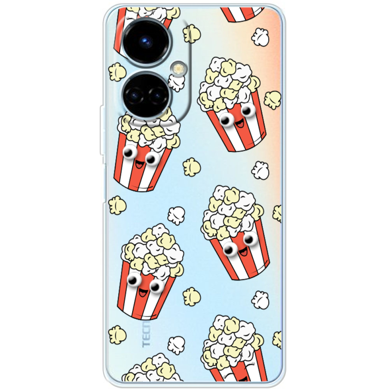 Прозрачный чехол BoxFace Tecno Camon 19 / 19 Pro с 3D-глазками Popcorn