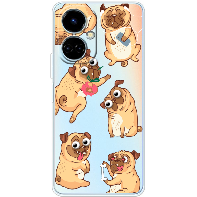 Прозрачный чехол BoxFace Tecno Camon 19 / 19 Pro с 3D-глазками Pug