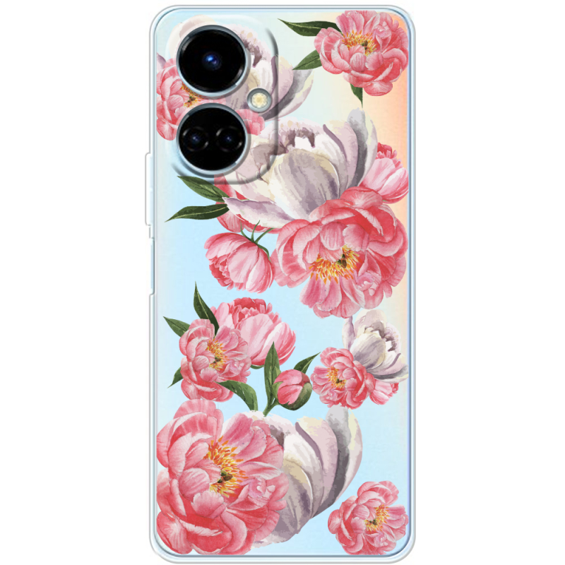 Прозрачный чехол BoxFace Tecno Camon 19 / 19 Pro Peony Watercolor Style