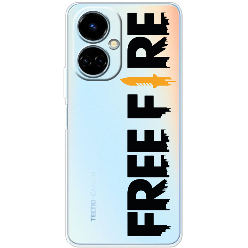 Прозрачный чехол BoxFace Tecno Camon 19 / 19 Pro Free Fire Black Logo