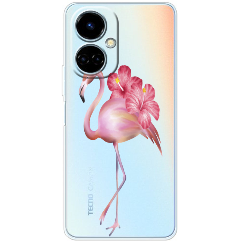 Прозрачный чехол BoxFace Tecno Camon 19 / 19 Pro Floral Flamingo