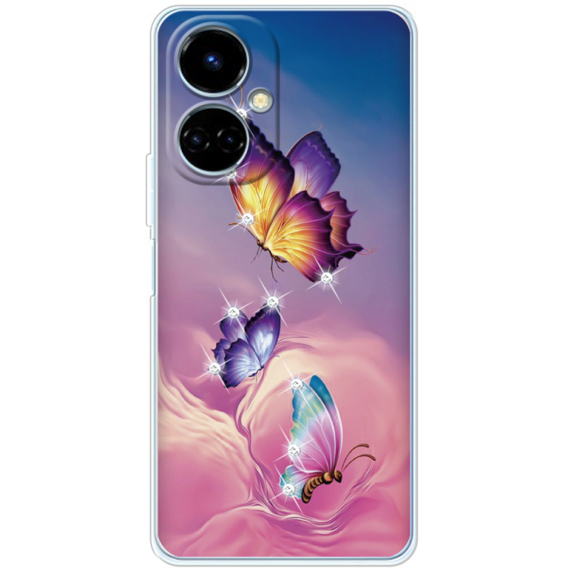 Чехол со стразами BoxFace Tecno Camon 19 / 19 Pro Butterflies