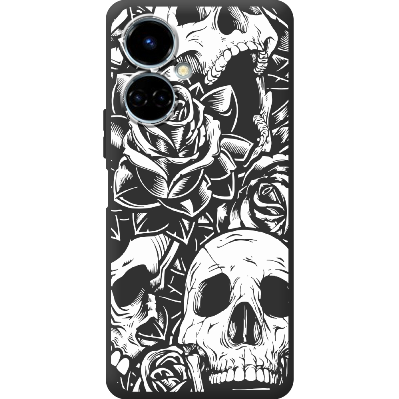 Черный чехол BoxFace Tecno Camon 19 / 19 Pro Skull and Roses