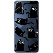 Прозрачный чехол BoxFace Tecno Camon 19 Neo с 3D-глазками Black Kitty