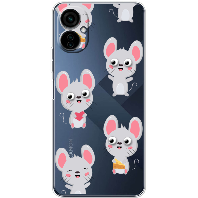 Прозрачный чехол BoxFace Tecno Camon 19 Neo с 3D-глазками Mouse