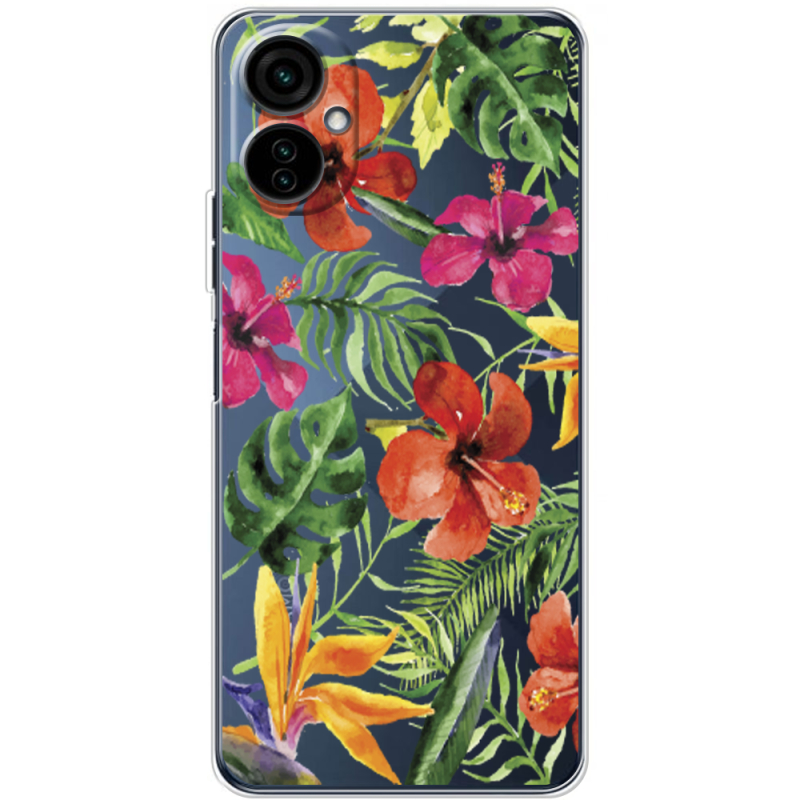 Прозрачный чехол BoxFace Tecno Camon 19 Neo Tropical Flowers