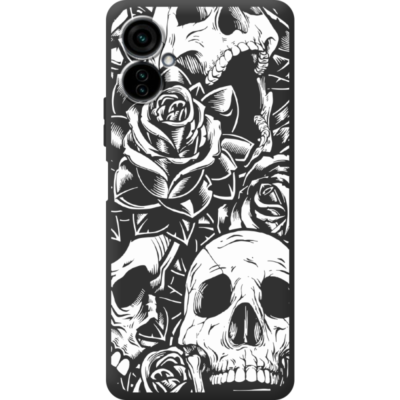 Черный чехол BoxFace Tecno Camon 19 Neo Skull and Roses