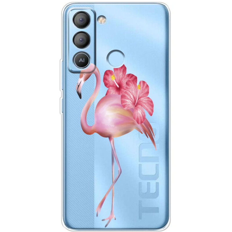 Прозрачный чехол BoxFace Tecno POP 5 LTE Floral Flamingo