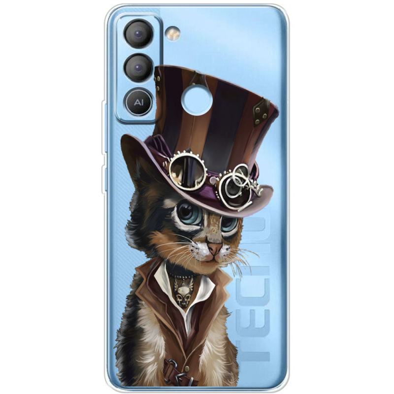 Прозрачный чехол BoxFace Tecno POP 5 LTE Steampunk Cat