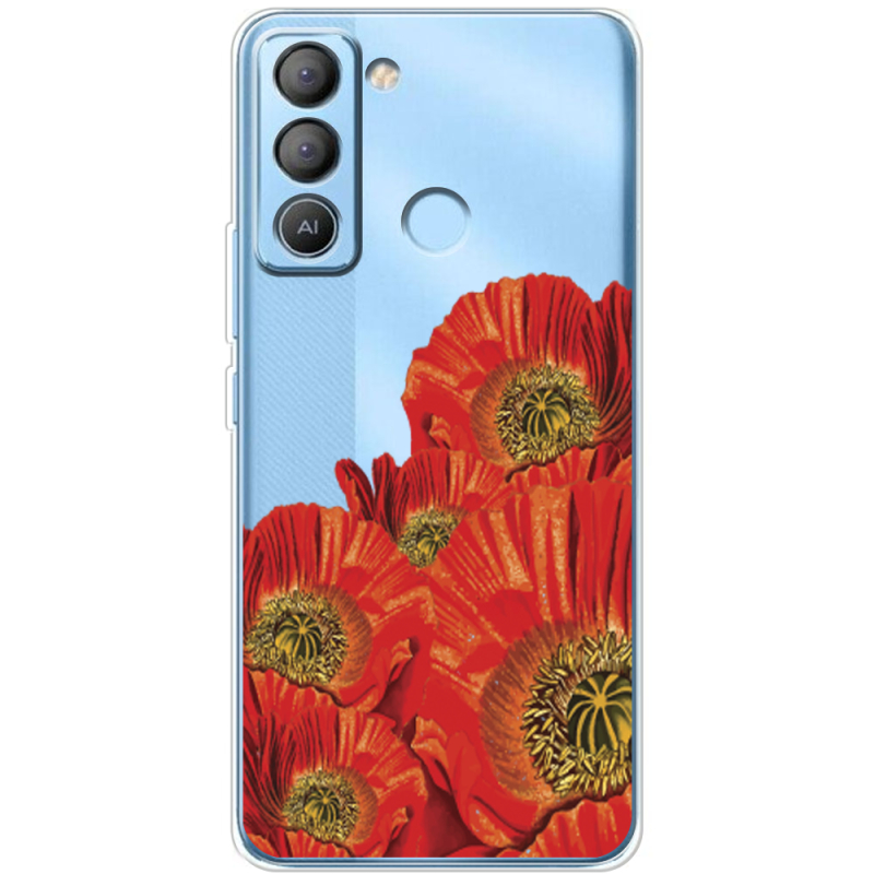 Прозрачный чехол BoxFace Tecno POP 5 LTE Red Poppies