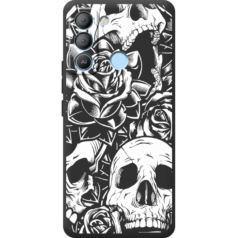 Черный чехол BoxFace Tecno POP 5 LTE Skull and Roses