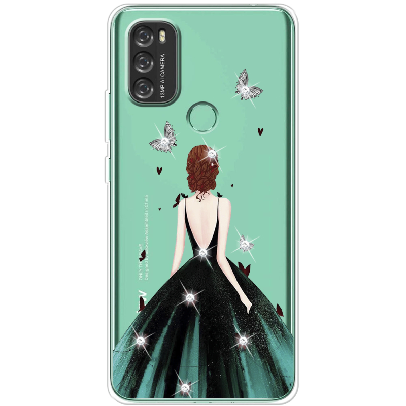 Чехол со стразами BoxFace Blackview A70 Girl in the green dress