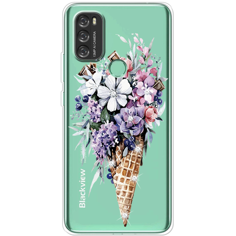 Чехол со стразами BoxFace Blackview A70 Ice Cream Flowers