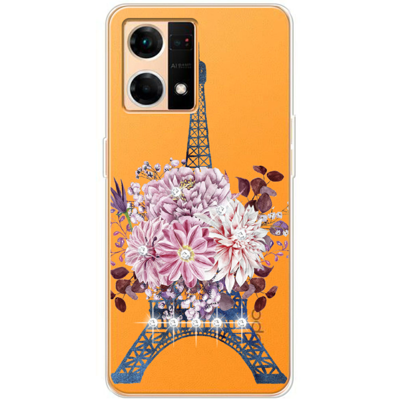 Чехол со стразами OPPO Reno 7 4G Eiffel Tower