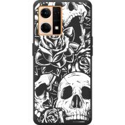 Черный чехол BoxFace OPPO Reno 7 4G Skull and Roses