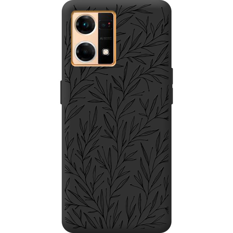 Черный чехол BoxFace OPPO Reno 7 4G Leaves