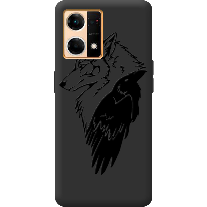 Черный чехол BoxFace OPPO Reno 7 4G Wolf and Raven