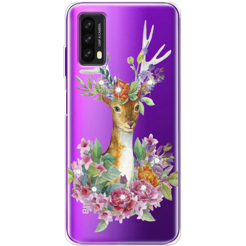 Чехол со стразами BoxFace Blackview A90 Deer with flowers