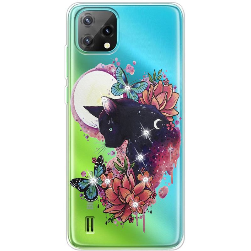 Чехол со стразами BoxFace Blackview A55 Cat in Flowers