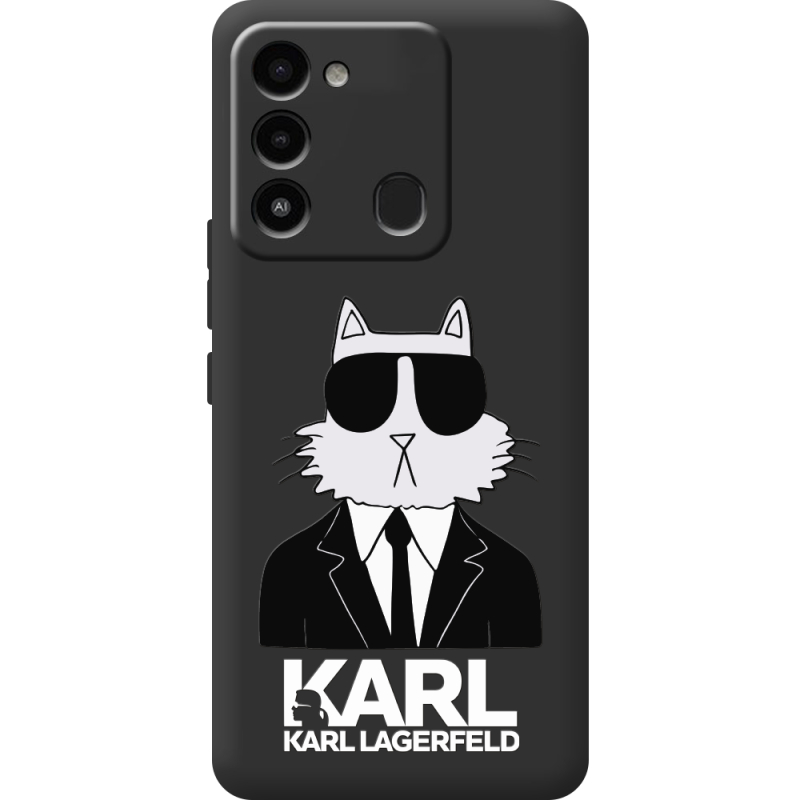 Черный чехол BoxFace Tecno Spark 8C Cat in Black