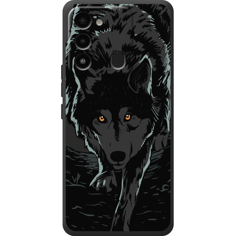 Черный чехол BoxFace Tecno Spark 8C Wolf