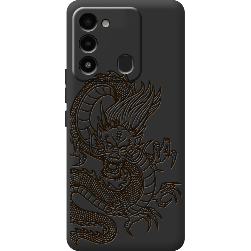 Черный чехол BoxFace Tecno Spark 8C Chinese Dragon