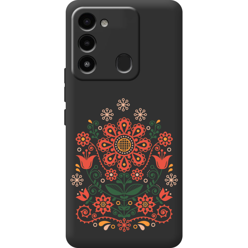 Черный чехол BoxFace Tecno Spark 8C Ukrainian Ornament