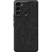 Черный чехол BoxFace Tecno Spark 8C Leaves