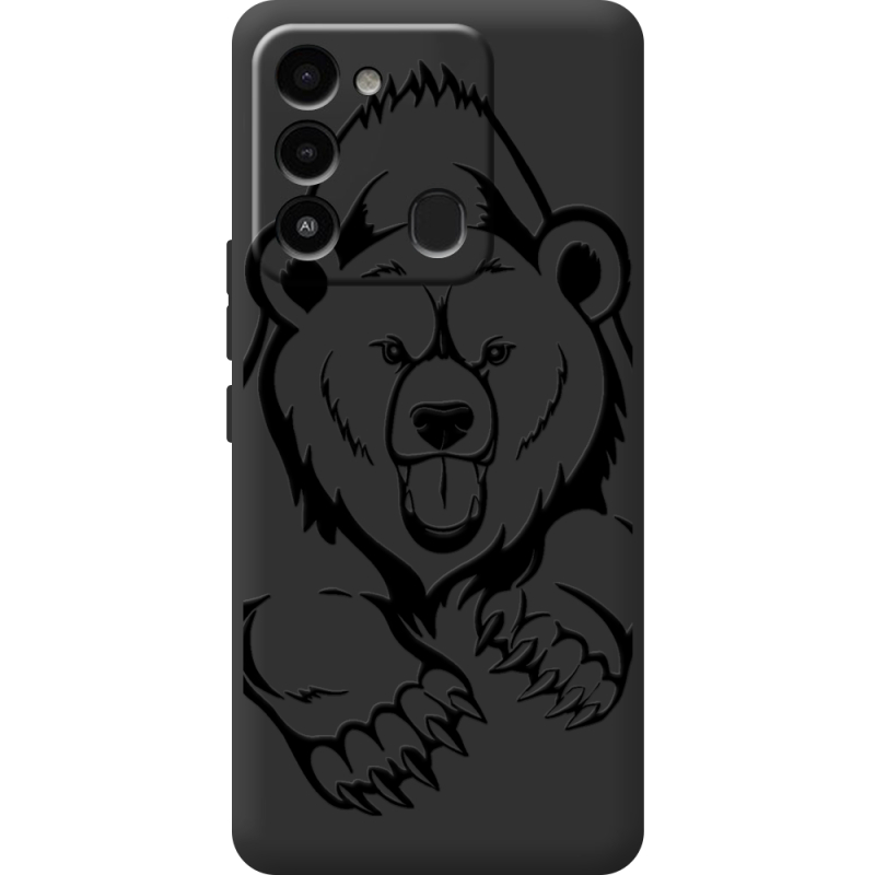 Черный чехол BoxFace Tecno Spark 8C Grizzly Bear