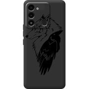 Черный чехол BoxFace Tecno Spark 8C Wolf and Raven