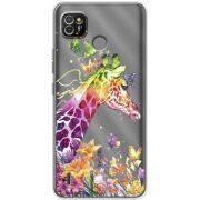 Прозрачный чехол BoxFace Tecno POP 4 LTE Colorful Giraffe