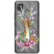 Чехол со стразами BoxFace Tecno POP 4 LTE Deer with flowers