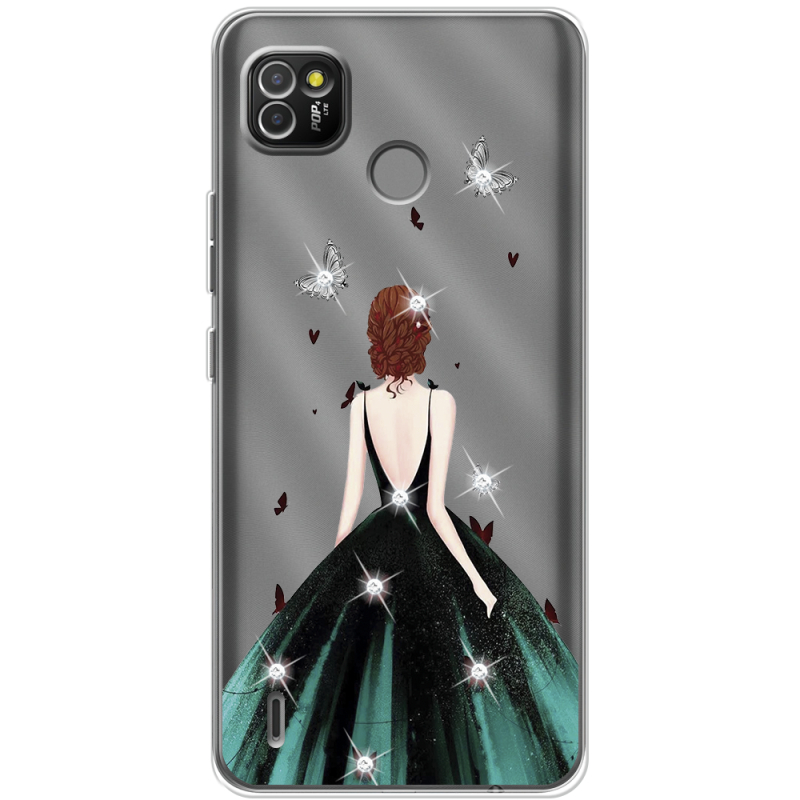 Чехол со стразами BoxFace Tecno POP 4 LTE Girl in the green dress