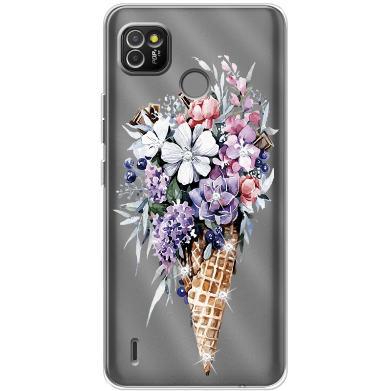 Чехол со стразами BoxFace Tecno POP 4 LTE Ice Cream Flowers