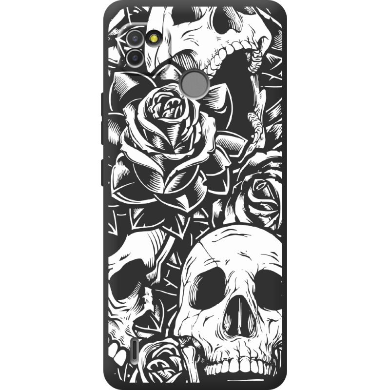 Черный чехол BoxFace Tecno POP 4 LTE Skull and Roses