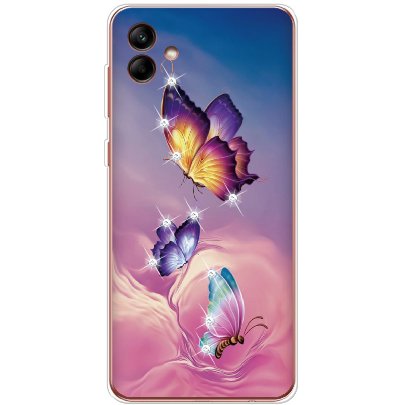 Чехол со стразами Samsung Galaxy A04e (A042) Butterflies