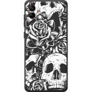 Черный чехол BoxFace Samsung Galaxy A04e (A042) Skull and Roses