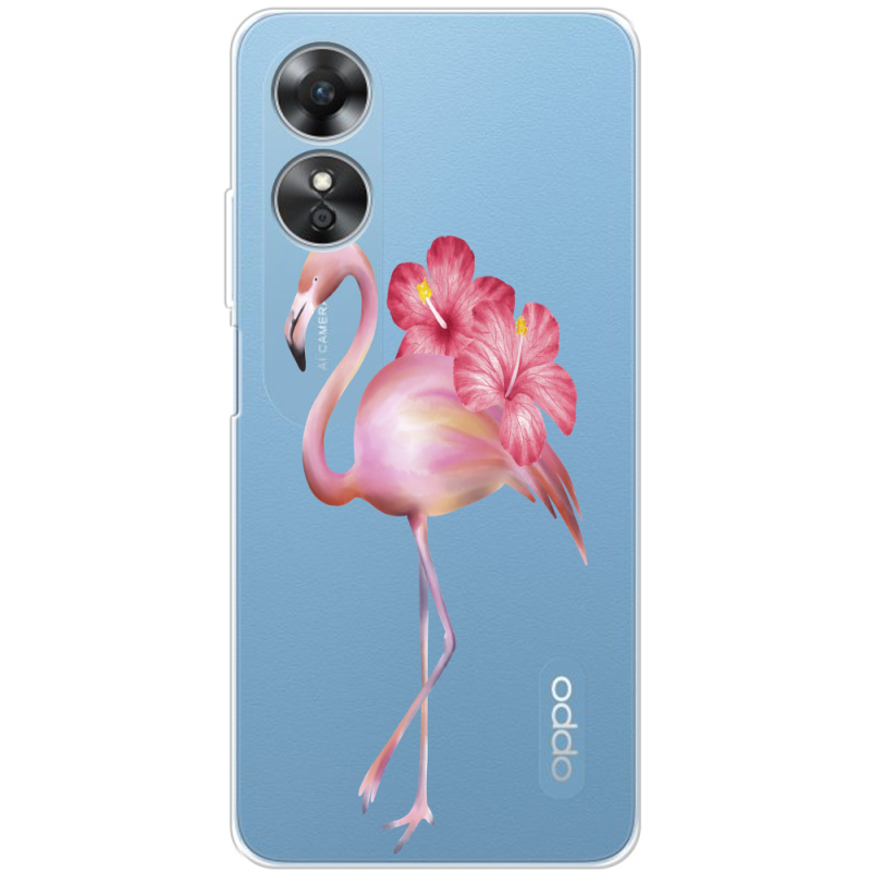 Прозрачный чехол BoxFace OPPO A17 Floral Flamingo