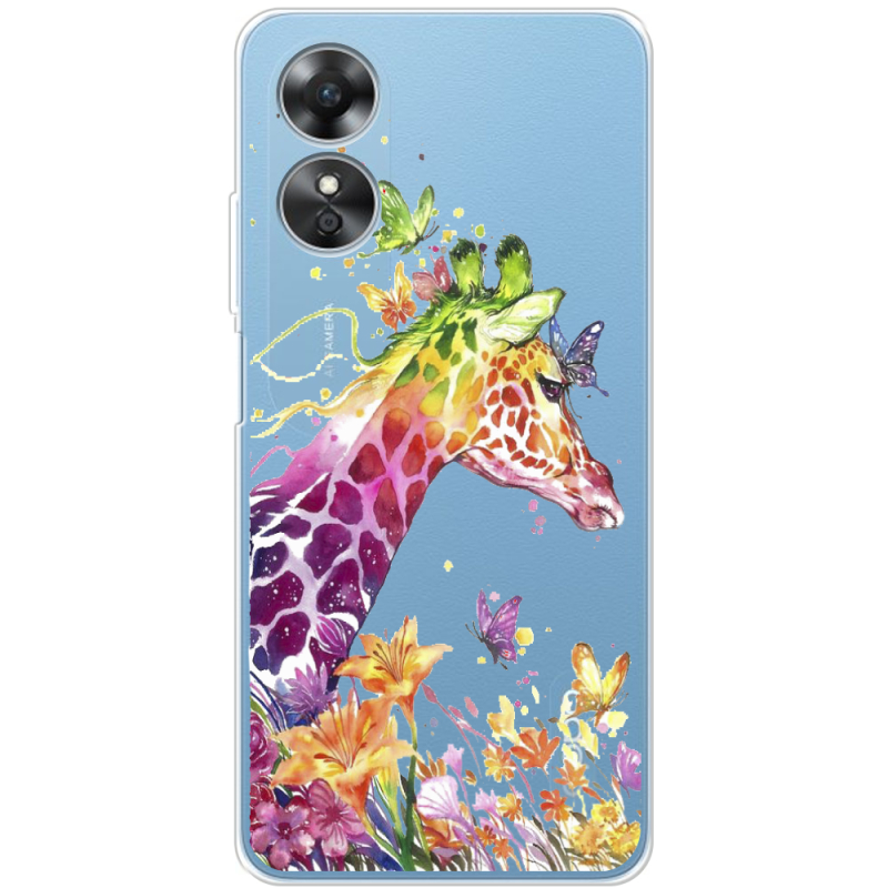 Прозрачный чехол BoxFace OPPO A17 Colorful Giraffe