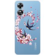 Чехол со стразами OPPO A17 Swallows and Bloom