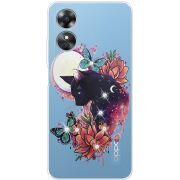 Чехол со стразами OPPO A17 Cat in Flowers