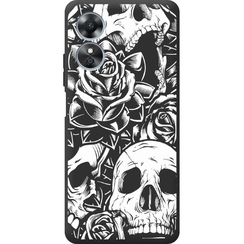 Черный чехол BoxFace OPPO A17 Skull and Roses